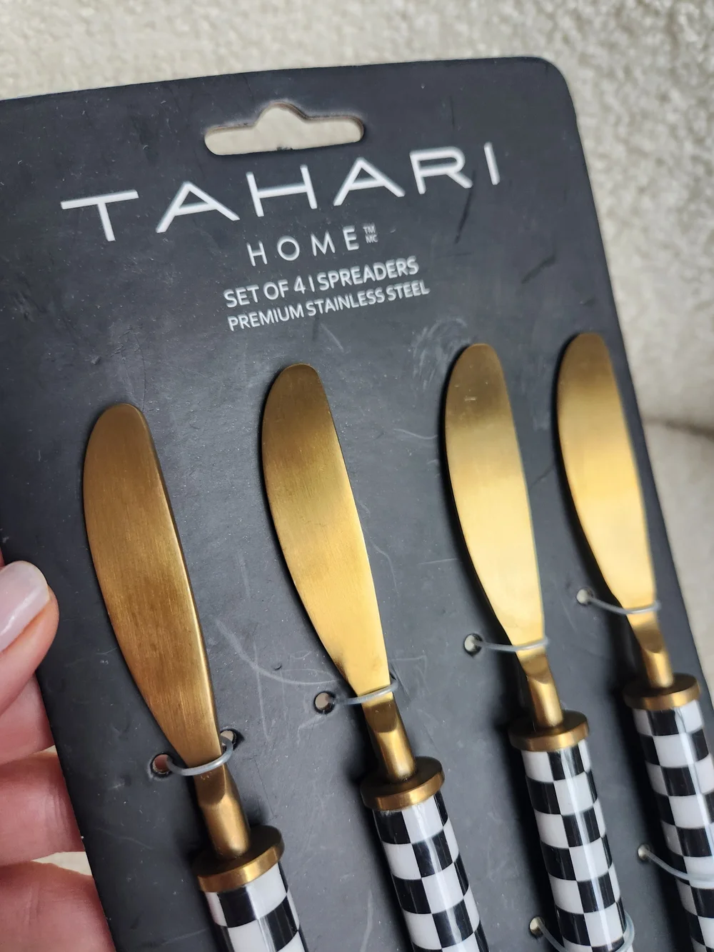 TAHARI Home Gold & Black Checker Spreaders - Set of 4